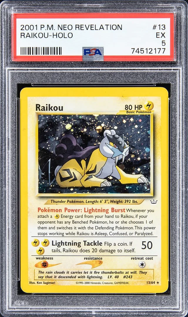 2001 Pokemon Neo Revelation Rare Holofoil Raikou #13 card image