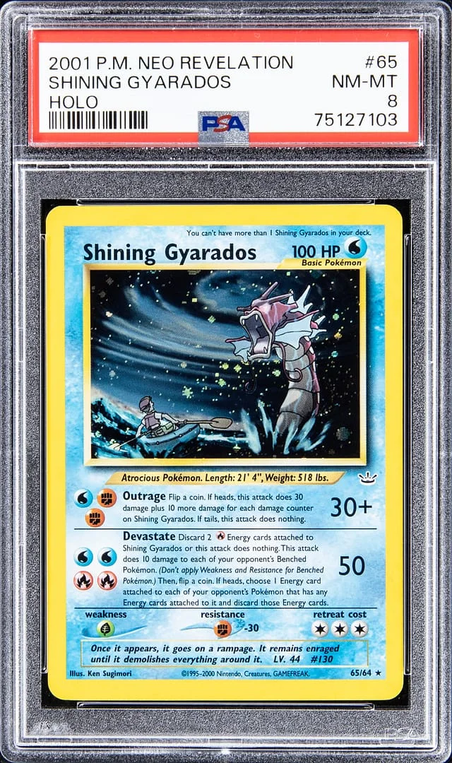 2001 Pokemon Neo Revelation Rare Holofoil Shining Gyrados #65 card image
