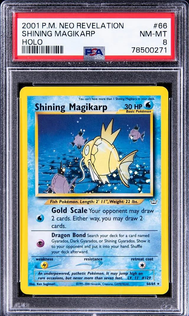 2001 Pokemon Neo Revelation Rare Holofoil Shining Magikarp #66 card image