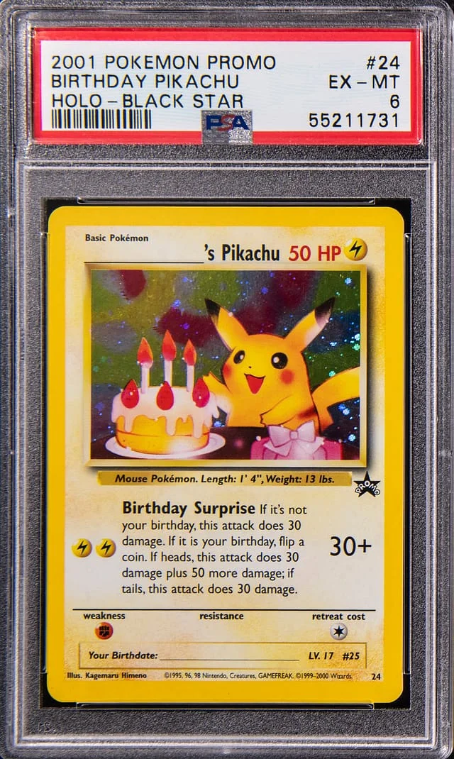 2001 Pokemon Promo Black Star Birthday Pikachu Holo #24 card image
