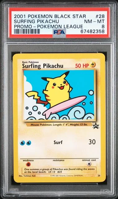 2001 Pokemon Promo Black Star Pokemon League Surfing Pikachu #28 card image