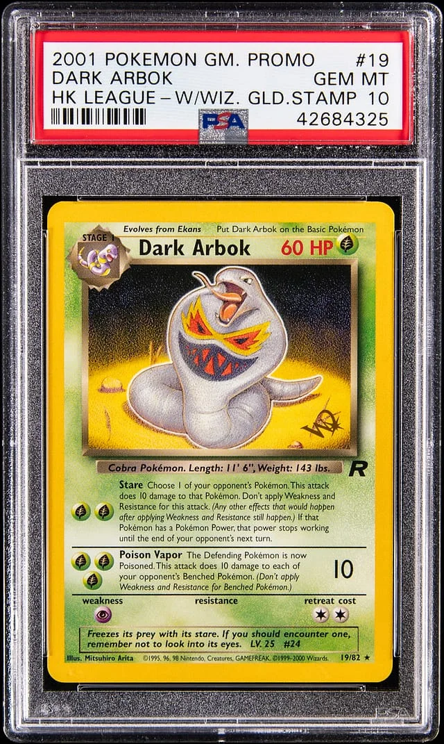 2001 Pokemon Promo Hong Kong League with Wizard Gold Stamp Dark Arbok #19 card image