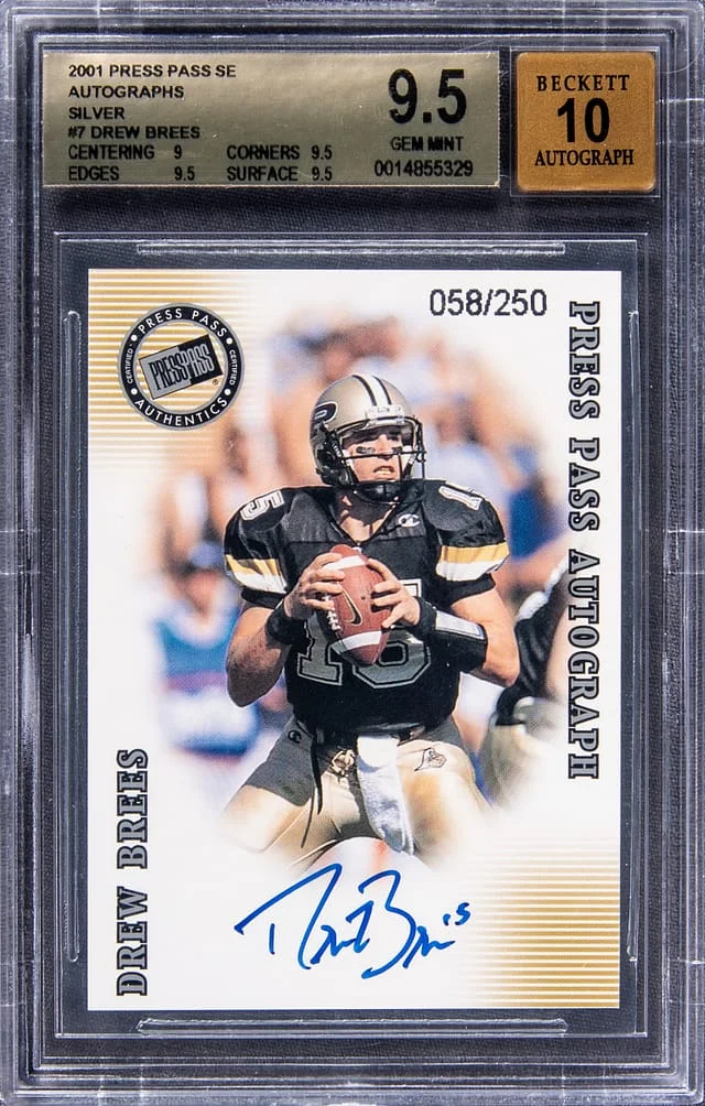 2001 Press Pass SE Autographs Silver Drew Brees #7 card image