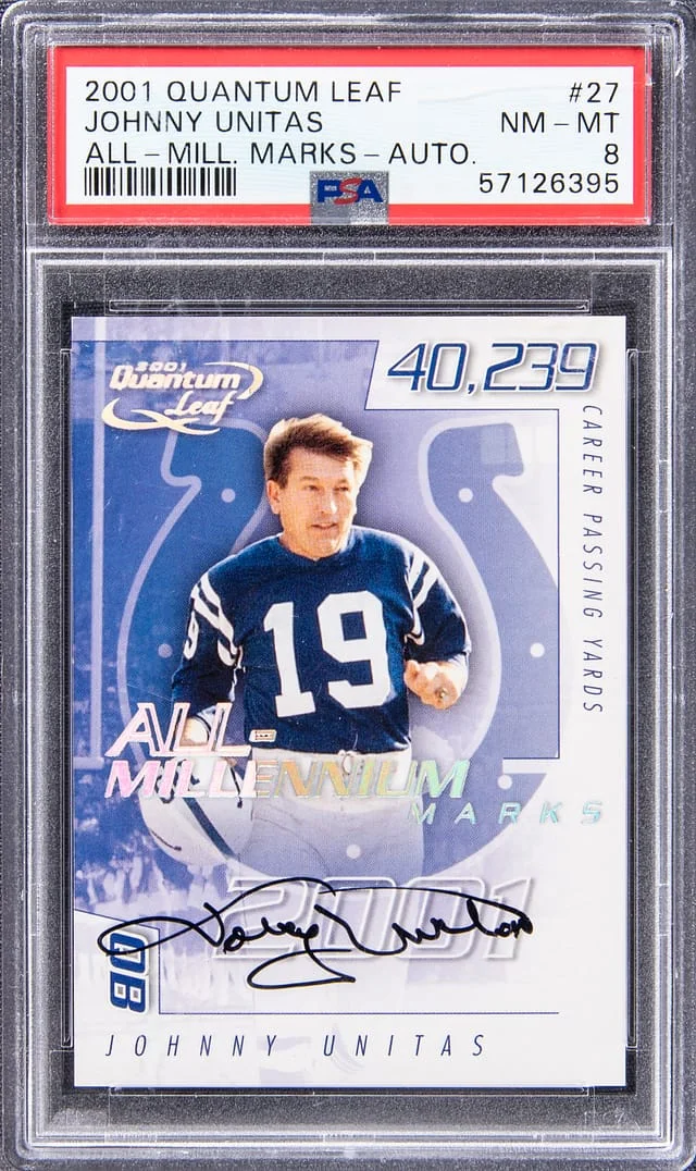 2001 Quantum Leaf All-Millennium Marks Johnny Unitas #27 card image