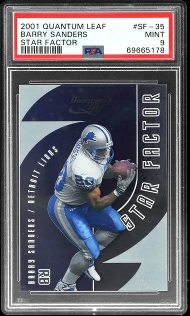 2001 Quantum Leaf Star Factor Barry Sanders #SF-35 card image