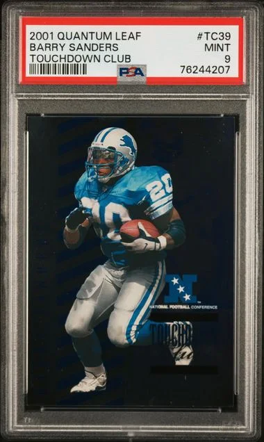 2001 Quantum Leaf Touchdown Club Touchdown Club Barry Sanders #TC39 card image