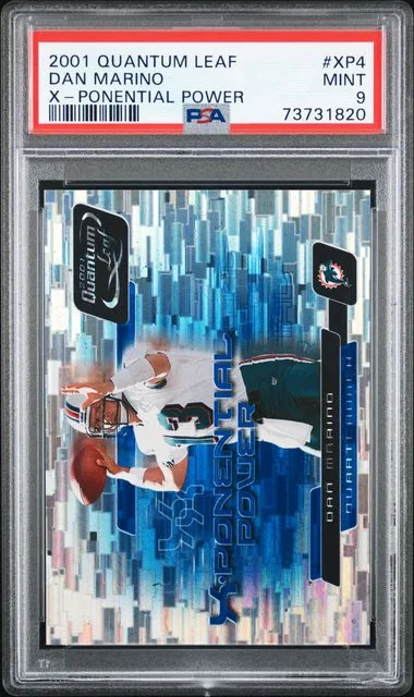 2001 Quantum Leaf X-Ponential Power X-Ponential Power Dan Marino #Xp4 card image