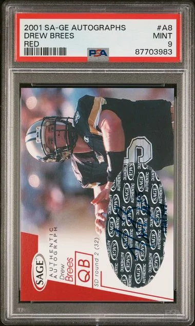 2001 Sa-Ge Autographs Red Drew Brees #A8 card image