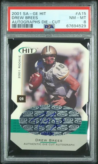 2001 Sa-Ge HIT Autographs Die-Cut Drew Brees #A15 card image