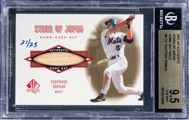 2001 SP Authentic Tsuyoshi Shinjo Star of Japan Game Bat Gold #B-TS card image
