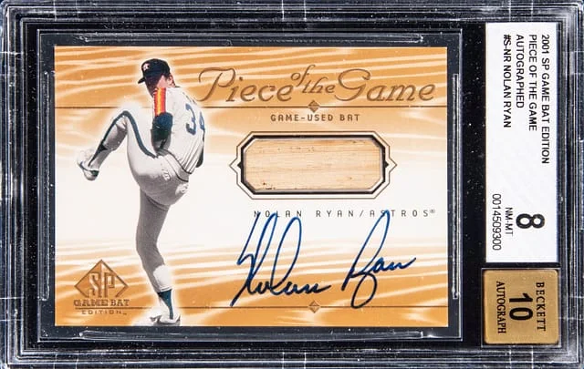 2001 SP Game Bat Edition Piece of the Game Autographed Nolan Ryan #S-NR card image