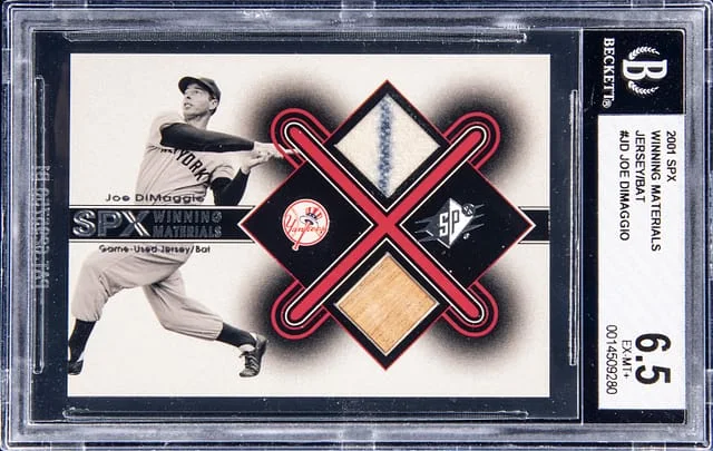 2001 SPx Joe Dimaggio Dual Winning Materials Jersey/Bat #JD card image