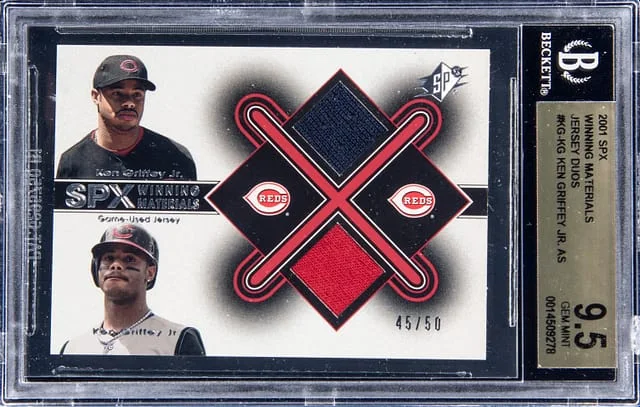 2001 SPx Ken Griffey Jr Dual Winning Materials Jersey Duos #KG card image