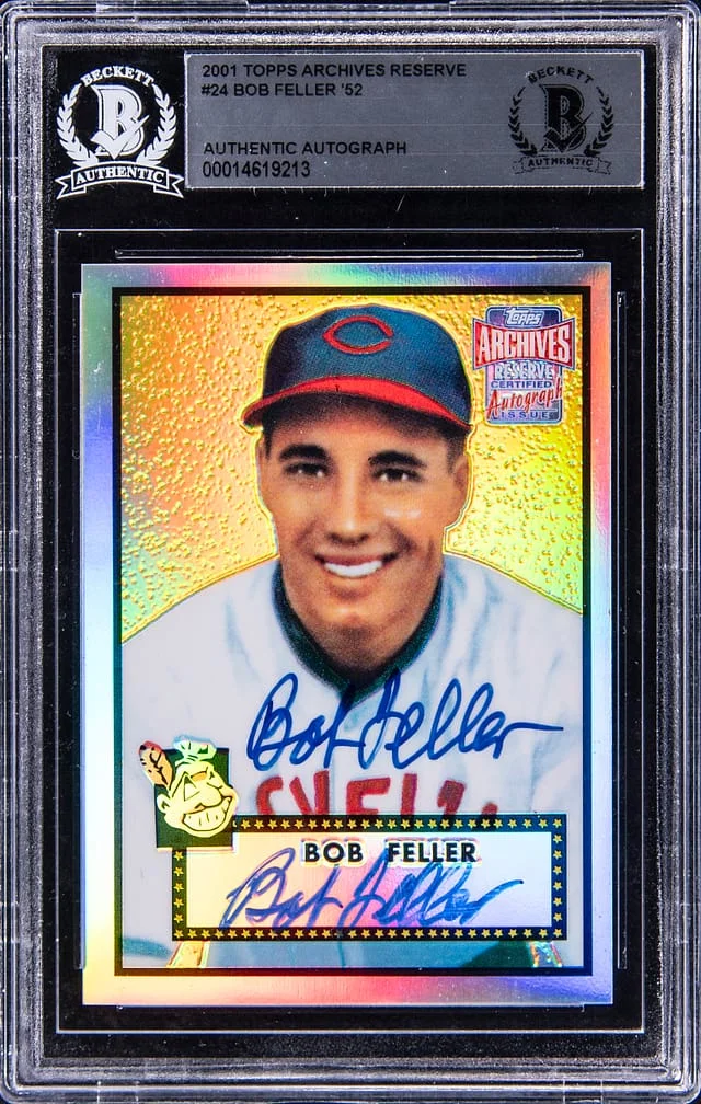 2001 Topps Archives Bob Feller '52 Reserve Certified Autograph Issue #24 card image