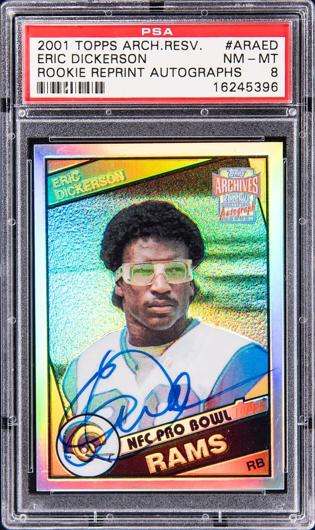 2001 Topps Archives Eric Dickerson Reserve Reprint Autograph #ARA-ED card image