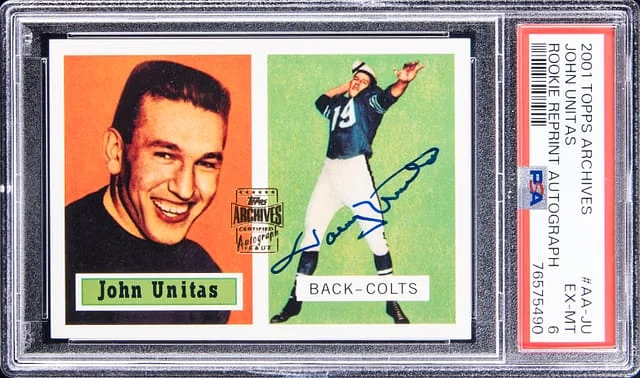 2001 Topps Archives Johnny Unitas Reprint Autograph #AA-JU card image
