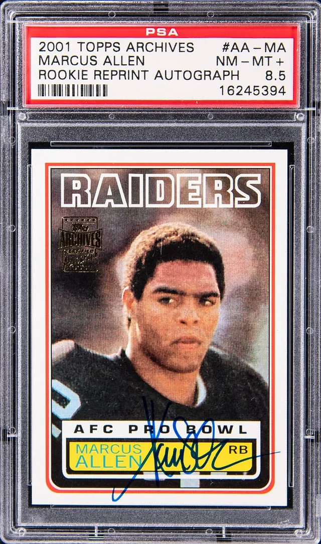 2001 Topps Archives Marcus Allen Reprint Autograph #AA-MA card image