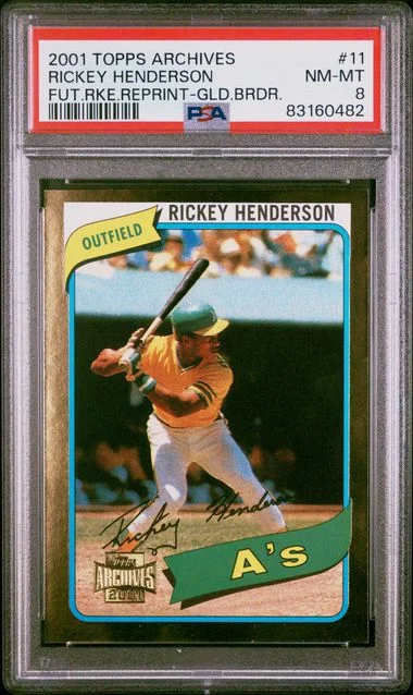 2001 Topps Archives Rickey Henderson Future Reprint Gold Border #11 card image