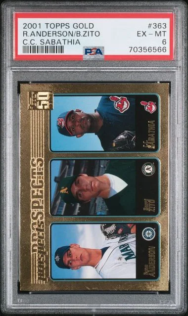 2001 Topps Barry Zito/C.C. Sabathia/Ryan Anderson Gold #363 card image