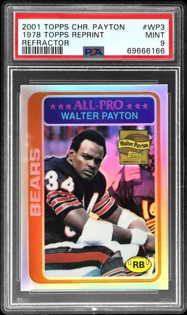 2001 Topps Chrome 1978 Topps Reprint Walter Payton Reprints Refractor #WP3 card image