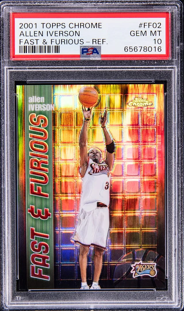 2001 Topps Chrome Allen Iverson Fast & Furious Refractor #FF02 card image