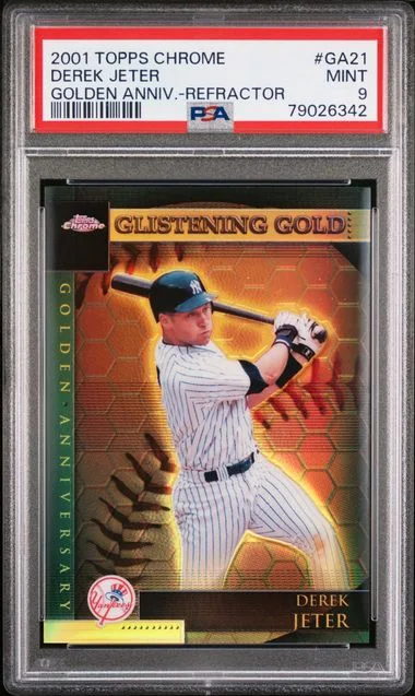 2001 Topps Chrome Derek Jeter Golden Anniversary Refractor #Ga21 card image