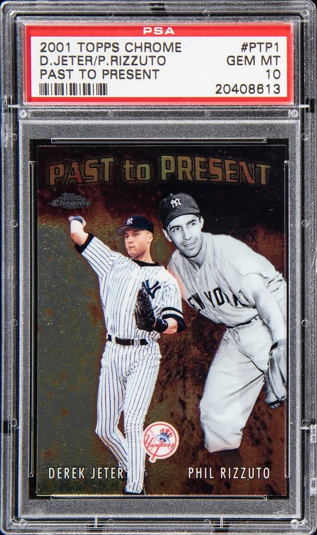 2001 Topps Chrome Derek Jeter, Phil Rizzuto Past to Present #PTP1 card image