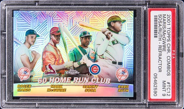 2001 Topps Chrome Roger Maris/Mark McGwire/Sammy Sosa/Babe Ruth Combos #TC12 card image