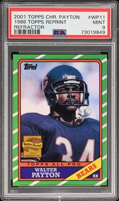 2001 Topps Chrome Walter Payton Payton Reprints 1986 Topps Reprint Refractor #WP11 card image