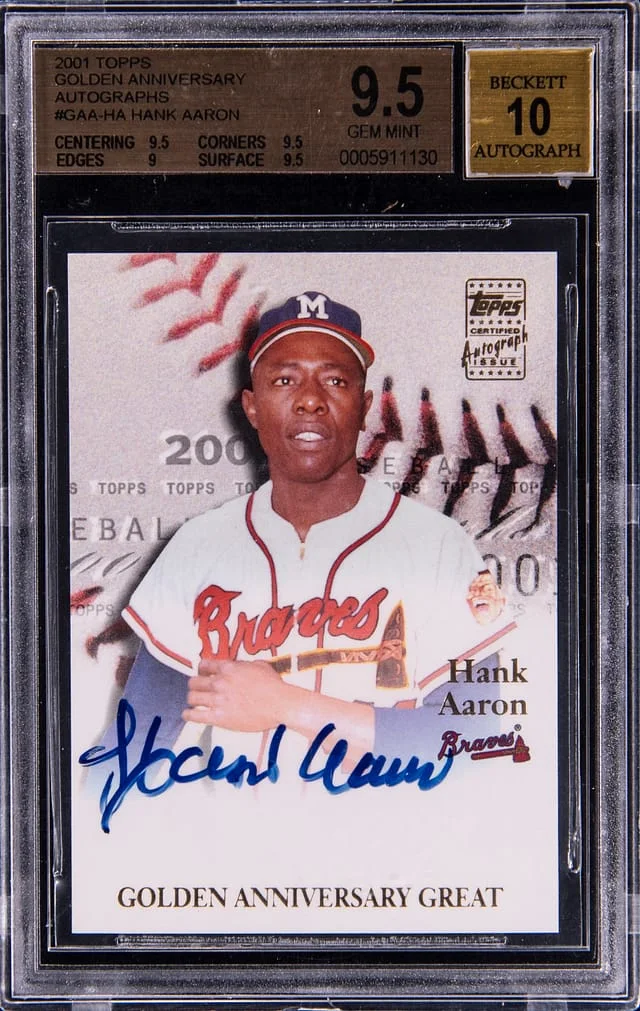 2001 Topps Hank Aaron Golden Anniversary Autographs #GAA-HA card image