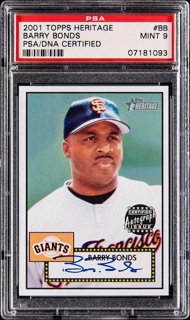 2001 Topps Heritage Barry Bonds Certified Autograph #THA-BB card image