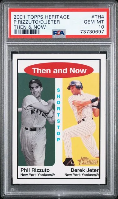 2001 Topps Heritage Derek Jeter/Phil Rizzuto Then & Now #TH4 card image