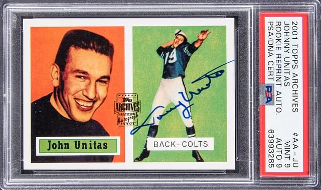 2001 Topps Johnny Unitas Archive Reprint Autographs #AA-JU card image
