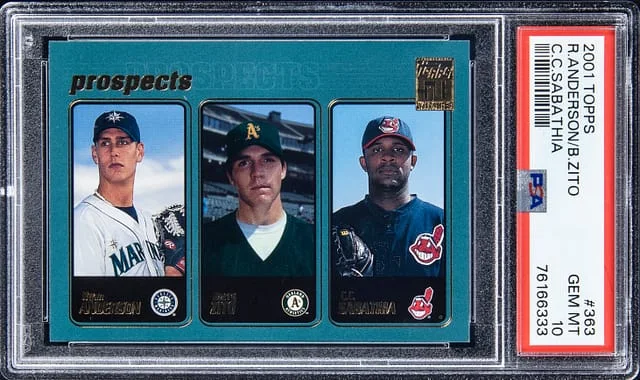 2001 Topps Ryan Anderson, Barry Zito, C.C. Sabathia #363 card image