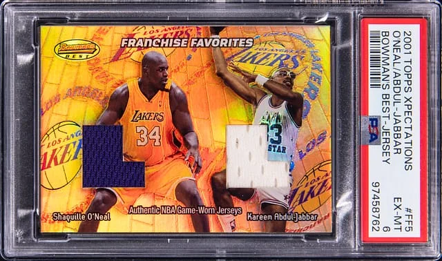 2001 Topps Shaquille O'Neal/Kareem Abdul-Jabbar Xpectations Bowman's Best-Jersey #FF5 card image