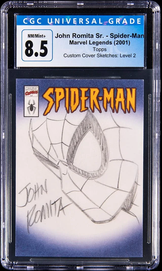 2001 Topps Spider-Man Sketch Card by John Romita Sr. Marvel Legends Custom Cover Sketches: Level #2 card image