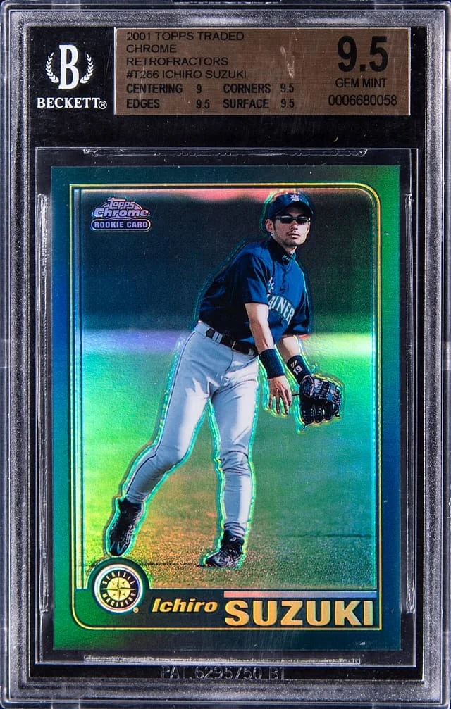 2001 Topps Traded Ichiro Suzuki (/500) Chrome RetroFractor #T266 card image