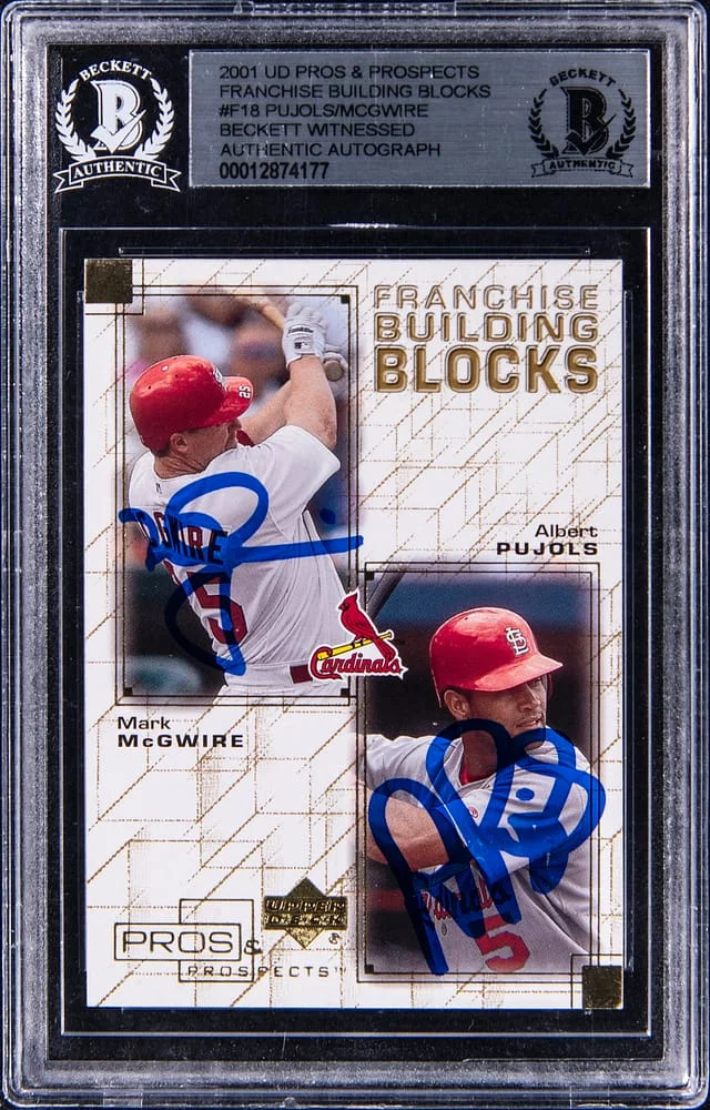 2001 Upper Deck Albert Pujols/Mark McGwire Pros & Prospects Franchise Building Blocks #F18 card image