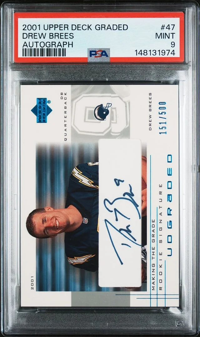 2001 Upper Deck Drew Brees Graded Autograph #47 card image