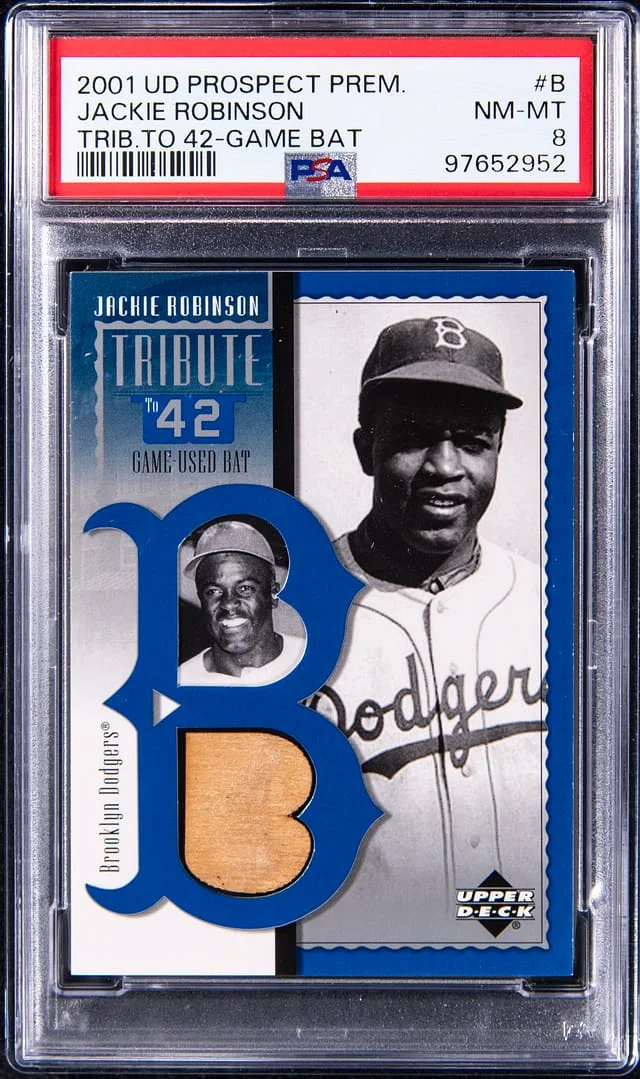 2001 Upper Deck Jackie Robinson Prospect Premieres Tribute to 42 Game Bat #B card image