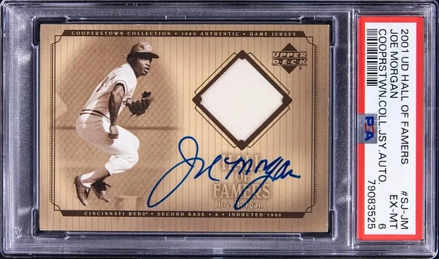 2001 Upper Deck Joe Morgan Hall of Famers Cooperstown Collection Jersey Auto #SJ-JM card image
