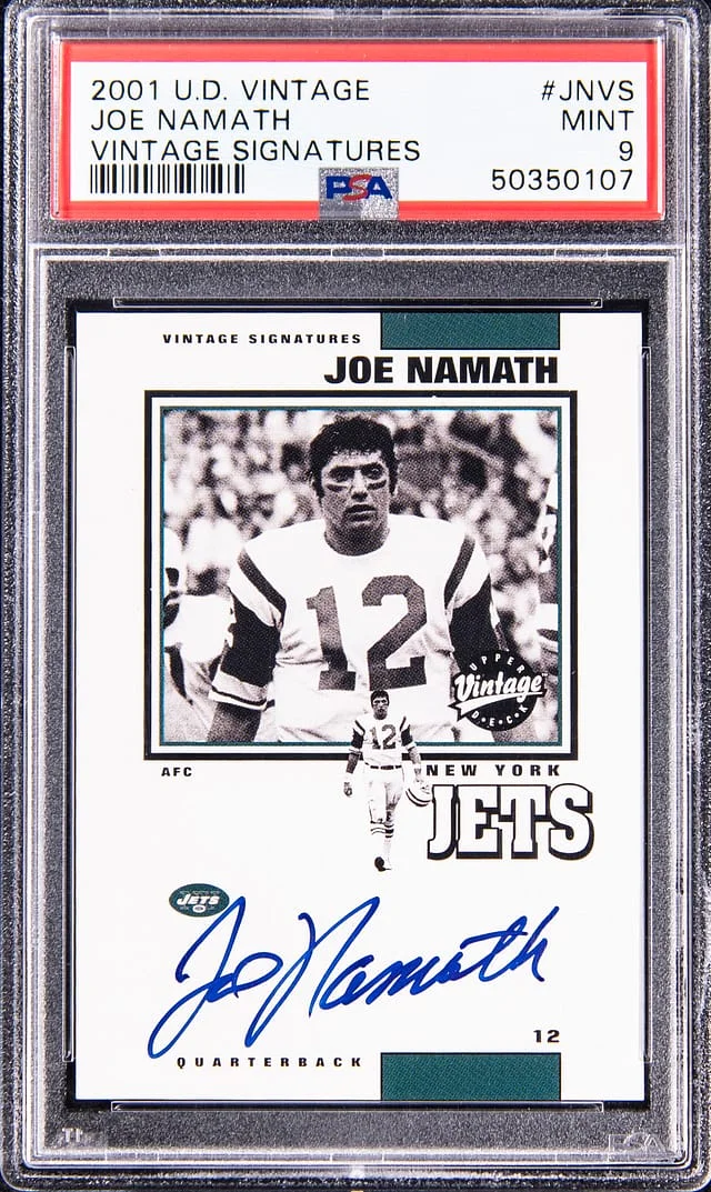 2001 Upper Deck Joe Namath Vintage Vintage Signatures #JN-VS card image