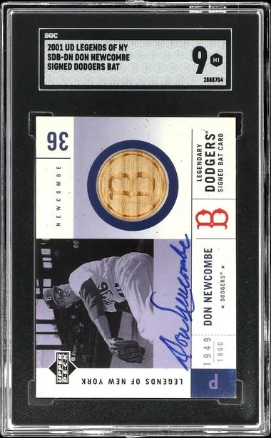 2001 Upper Deck Legends Don Newcombe Of NY Signed Dodgers Bat #SDB-DN card image