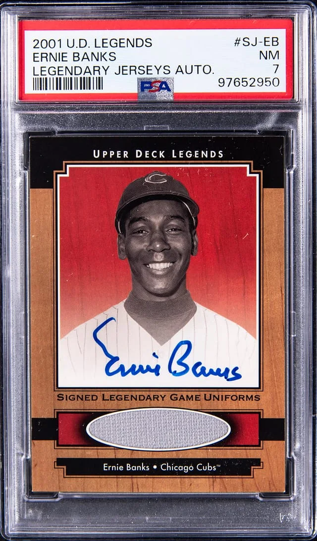 2001 Upper Deck Legends Ernie Banks Legendary Jerseys Autograph #SJ-EB card image