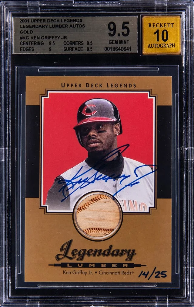2001 Upper Deck Legends Ken Griffey Jr. Legendary Lumber Autographs Gold #GSL-KG card image