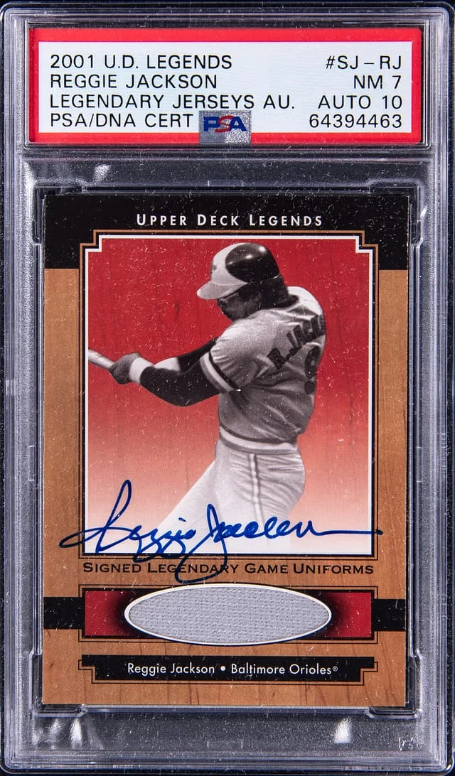 2001 Upper Deck Legends Reggie Jackson Legendary Jersey Autograph #SJ-RJ card image