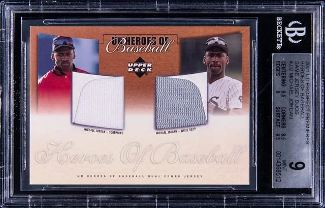 2001 Upper Deck Michael Jordan Prospect Premieres Heroes of Baseball Game Jersey Duos #JJJ card image