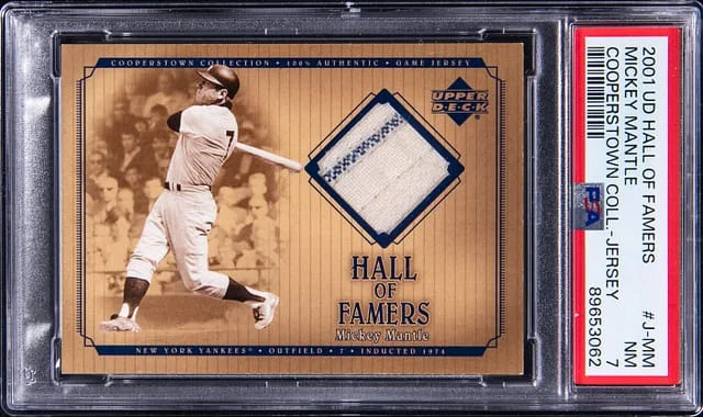 2001 Upper Deck Mickey Mantle Game-Used Hall of Famers Cooperstown Collection Jersey #J-MM card image