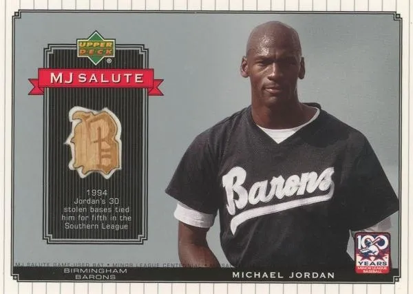 2001 Upper Deck Minors Centennial Michael Jordan MJ Game Bat #MJ-B10 card image