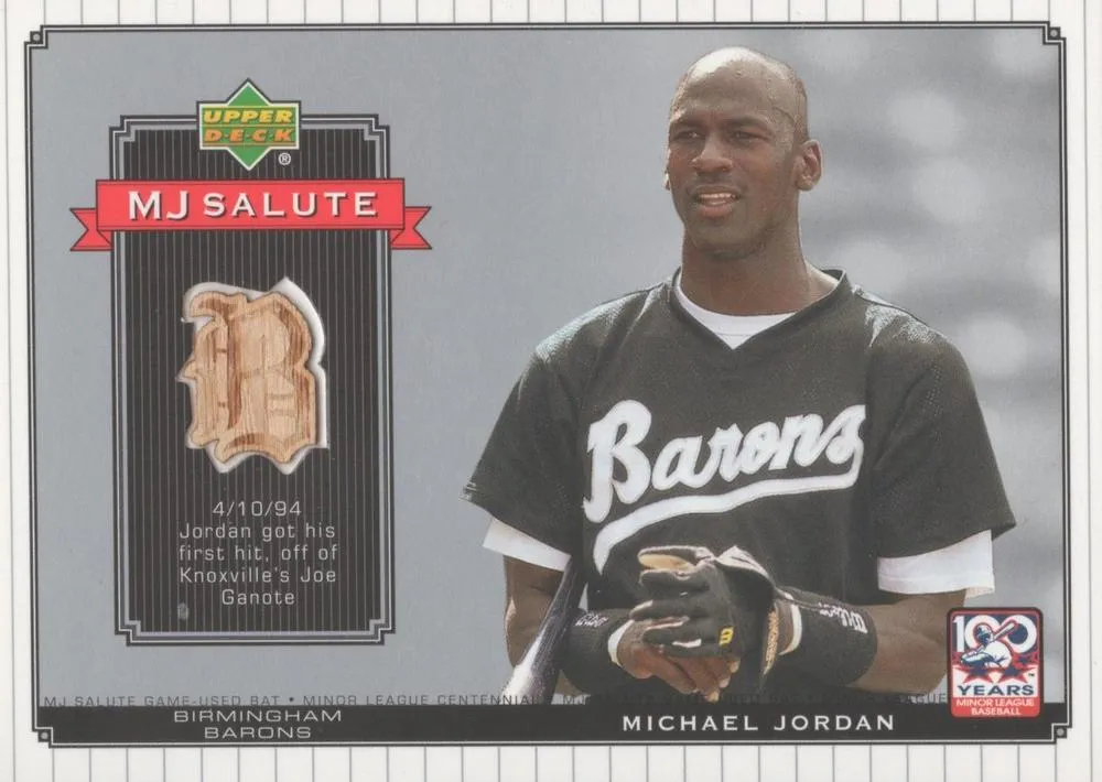 2001 Upper Deck Minors Centennial Michael Jordan MJ Game Bat #MJ-B3 card image